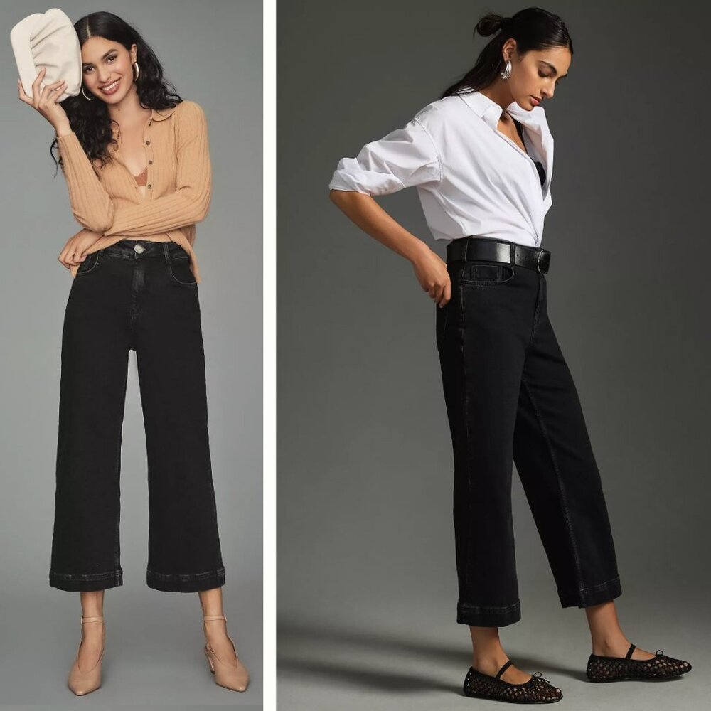 Pilcro The Skipper High-Rise Crop Wide-Leg Jeans by Anthropologie Size 30